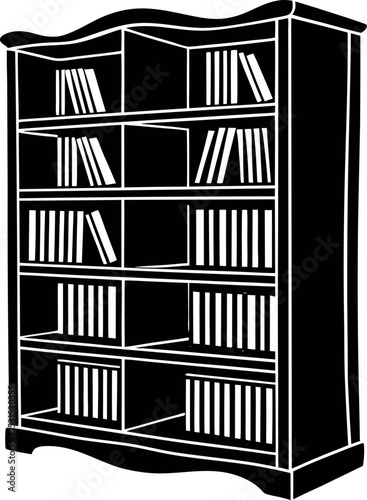 Tall Bookshelf With Open Shelves Shallotte On White Background