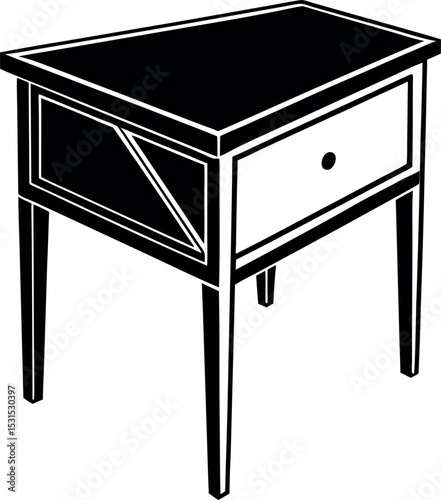 Triangle Corner Table With Drawer Shallotte On White Background