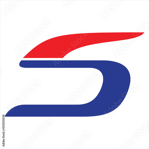 Bold Red and Blue Number Five Graphic Design