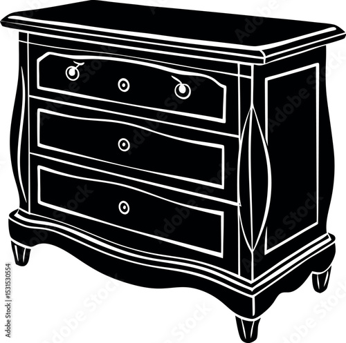Vintage Wooden Dresser Shallotte On White Background