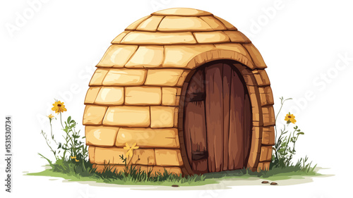 Detailed Wooden Beehive Vector Isolated Illustration for Professional Design Projects