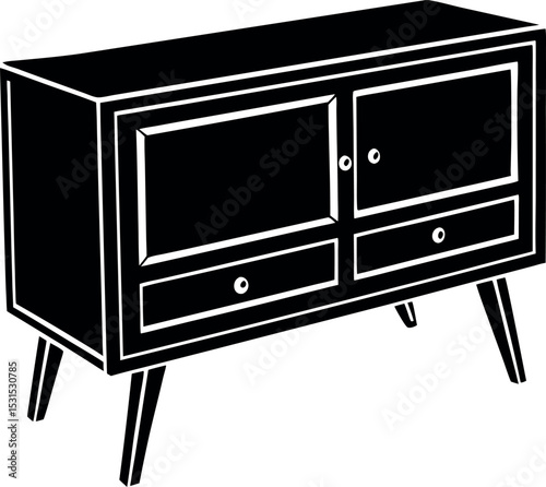 Wooden TV Console Stand Shallotte On White Background