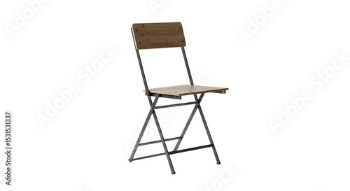 A sturdy folding chair ready to be unfolded for unexpected guests and spontaneous gatherings on transparent background