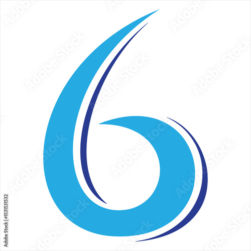 Dynamic Blue Number Six Logo Design