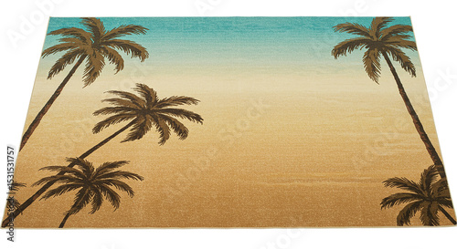 Dreaming of a tropical getaway with a relaxing sandy beach under the shade of palm trees on transparent background