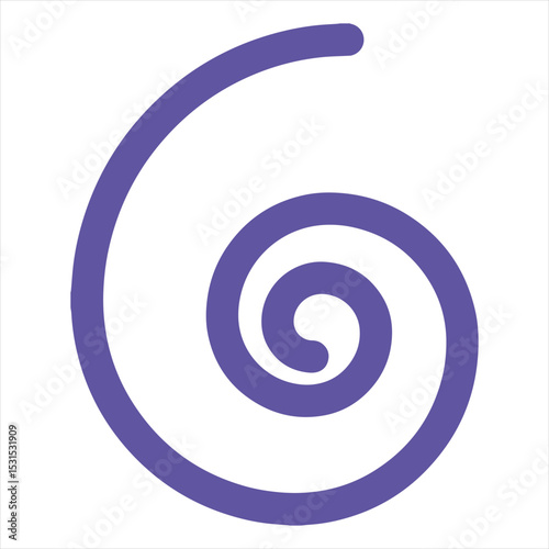 Abstract Purple Spiral Design on White Background, Number Six