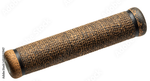 Imprinted bark texture on a cylindrical artifact evokes earthy rustic charm and artisanal on transparent background