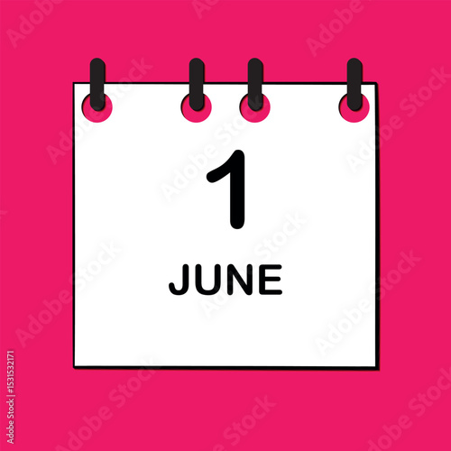 June 1. Daily Calendar icon for design. Simple design for business brochure, flyer, print media, advertisement. Easily editable.