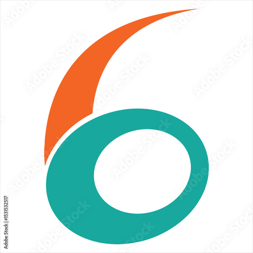 Modern Number Six Logo Design in Teal and Orange
