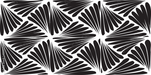 floral geometric pattern. Tileable, repeating black and white background. Texture vector.
