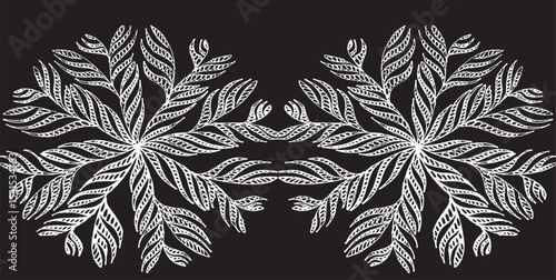 floral geometric pattern. Tileable, repeating black and white background. Texture vector.