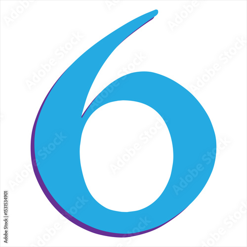 Vibrant Blue Number Six Graphic Design