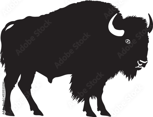 Bison Cow Animal Silhouette Vector Illustration on Transparent Background