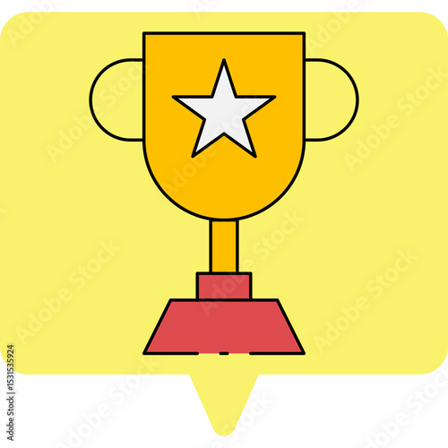 Gold trophy single icon vector illustration