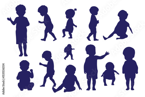 Silhouettes of Children: This high-quality illustration brings childhood joy to life in a captivating