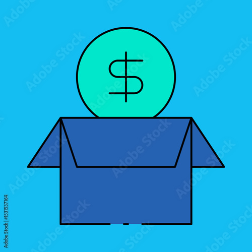 Coin box single icon vector illustration
