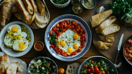 Top view of a Turkish breakfast f  15709