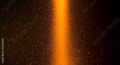 Golden stream of light and sparkling particles
