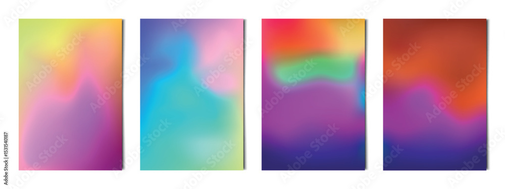 Naklejka premium Set 4 pcs. abstract multicolor gradients, business background postcard for advertising, web background - Vector illustration