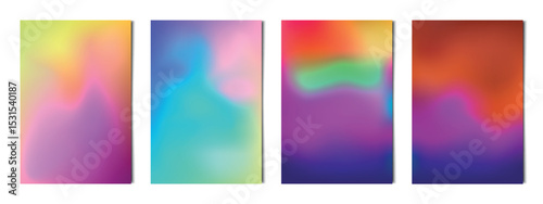 Set 4 pcs. abstract multicolor gradients, business background postcard for advertising, web background - Vector illustration