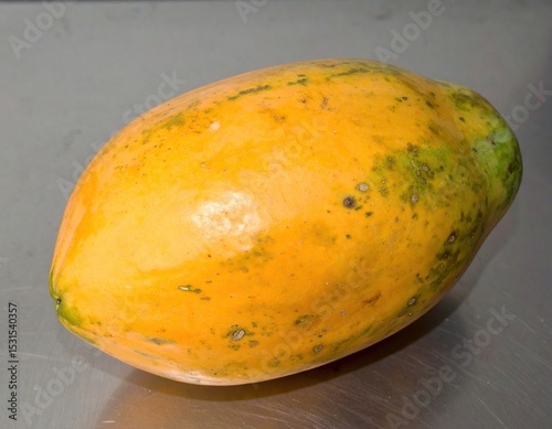 Ripe Papaya on Grey Surface.