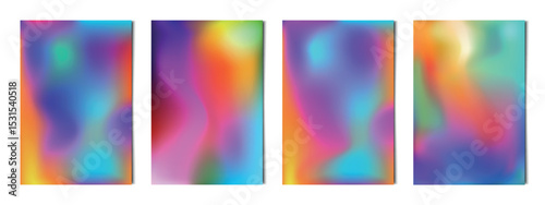 Set 4 pcs. abstract multicolor gradients, business background postcard for advertising, web background - Vector illustration