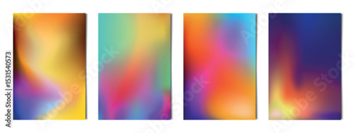 Set 4 pcs. abstract multicolor gradients, business background postcard for advertising, web background - Vector illustration