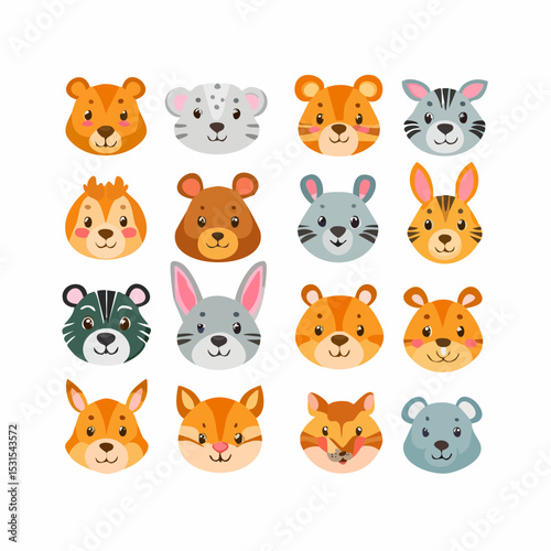 Collection of animals for icon mobile apps