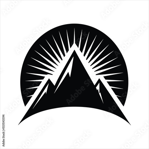 Majestic Mountain Sunrise Silhouette Vector