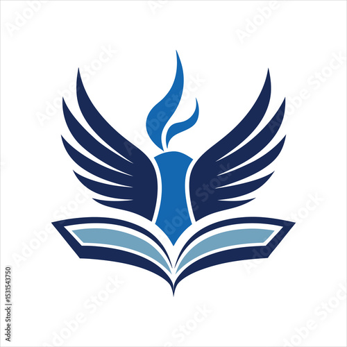Minimalist Church Emblem Flying Wings and Bible Concept
