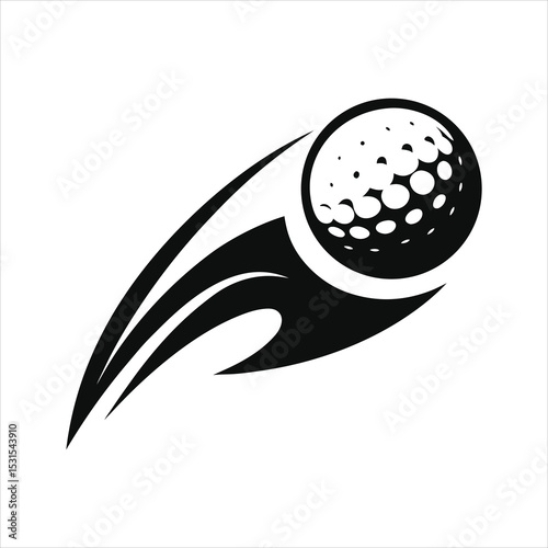 Minimalist Flying Golf Ball Vector Art