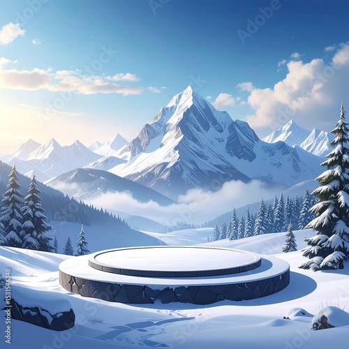 Snowy Mountain Winter Platform.