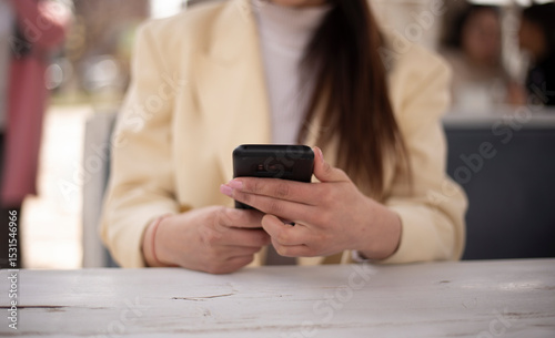 phone in woman hand .close up