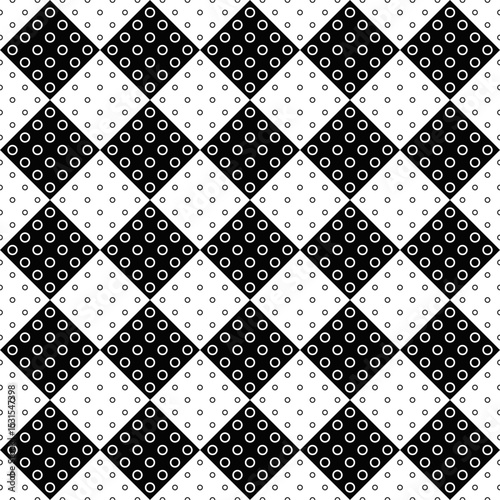 Black and white seamless ring pattern background - monochrome vector graphic design