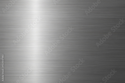 A polished metal surface with a brushed texture, featuring a bright vertical reflection. The grey metallic background is modern and minimalist.