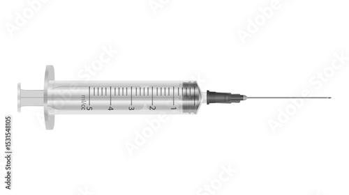 Medical Syringe with Needle Isolated on White