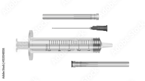 Medical Syringe with Needle Isolated on White