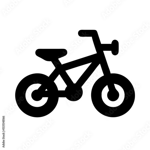 BMX Bike Solid Black Icon: Bold solid black icon of a BMX bike, perfect for dynamic sports, action, and urban cycling designs.