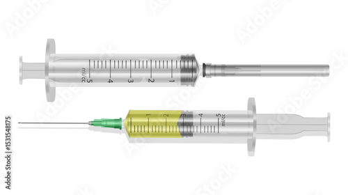 Medical Syringe with Needle Isolated on White