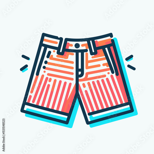 Stylized illustration of colorful summer shorts on a light background