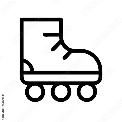 Rollerblade Inline Skate Icon: Minimal outline icon of a rollerblade, perfect for skating, fitness, and active lifestyle illustrations.