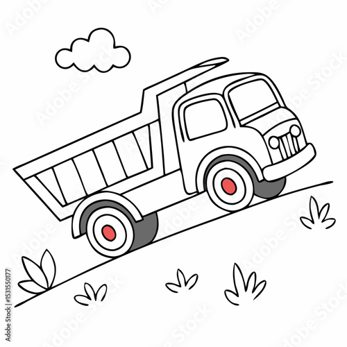 Flat Design Cargo Truck Fast Shipping and Delivery Symbol