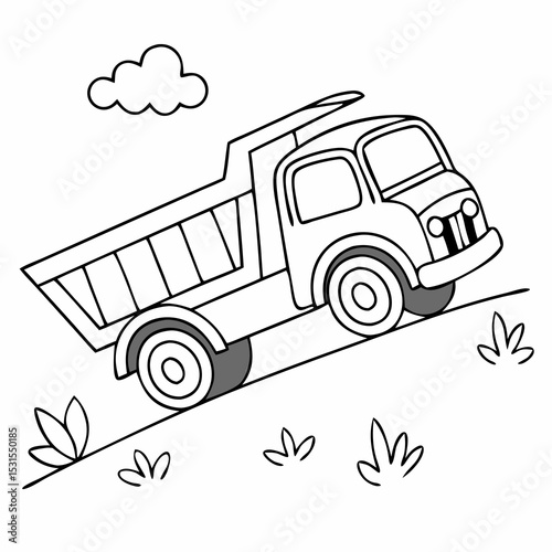 Flat Design Cargo Truck Fast Shipping and Delivery Symbol