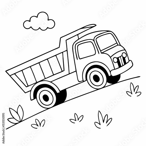 Flat Design Cargo Truck Fast Shipping and Delivery Symbol