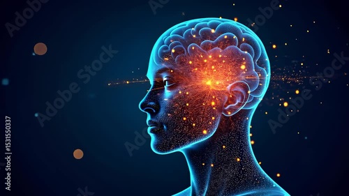 Abstract background neural, brain simulation, cognitive research. Neural innovation. Synapses fire under stress conditions. Brain plasticity enhances learning capabilities. Neural networks predict