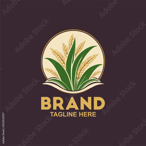 rice logo design template, agriculture logo