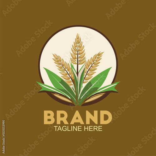 rice logo design template, agriculture logo