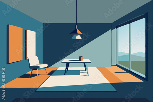 Vector illustration of modern minimalist office interior