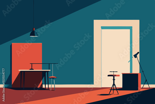 interior of a room with a window