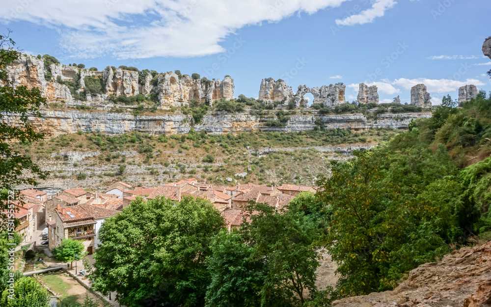 Obraz premium Orbaneja del Castillo is a town located in the province of Burgos, autonomous community of Castile and León, region of Páramos